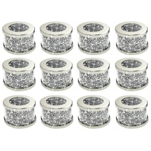 12pcs Crystal Glass Napkin Holder Napkin Rings,Glam Crushed Diamond Ta