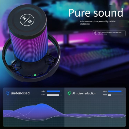 Noise Reduction Condenser Microphone with Tripod Bracket Gaming Stream 2