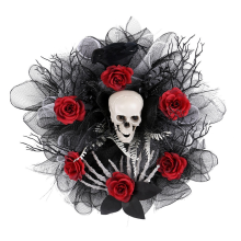 Halloween Rose and Skull Tulle Wreath Adjustable Headband Halloween Wr