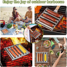 2Pcs BBQ Hot Dog Griller, BBQ Hot Dog Roller, Stainless Steel Towel Ra