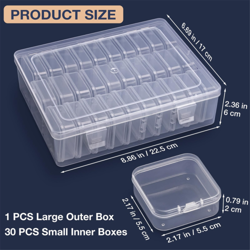 Bead Organizer Box, A Large Transparent Box with 30PCS Small Clear Pla 2