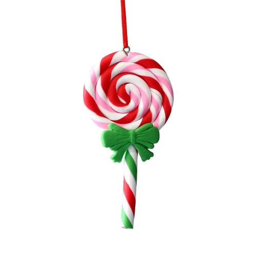 Christmas Tree Decoration Ornament Soft Clay Lollipop Red White Candy 1