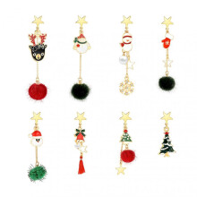 8Pcs Christmas Earrings Lovely Multi-piece Comfortable to Wear Festive Atmosphere Geometry Pendant Decoration Hypoallergenic Girls Christmas Tree