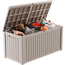 180 Gallon Resin Deck Box, Lockable Patio Outdoor Storage Box - Grey