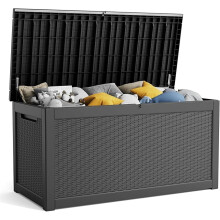 260 Gallon Resin Deck Box, Lockable Patio Outdoor Storage Box - Black