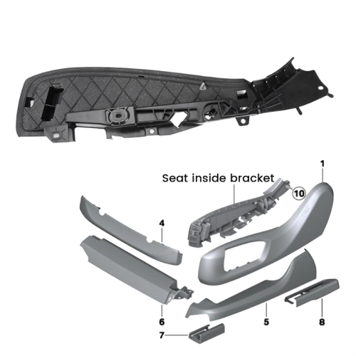 Car Front Right Seat Side Bracket Plastic Cover fo 2