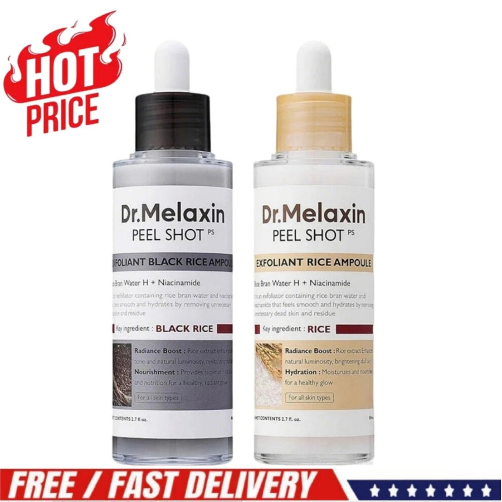 Peel Shot Glow Rice Ampoule Duo - Serums for Brightening, Exfoliating, and Moisturizing - Suitable for All Skin Types