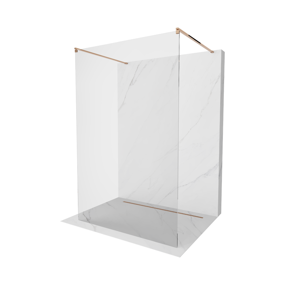 Mexen Kioto Volně StojíCí Sprchová StěNa 170 X 200 Cm, Transparentní 8 Mm, RůžOvé Zlato - 800-170-002-60-00-image