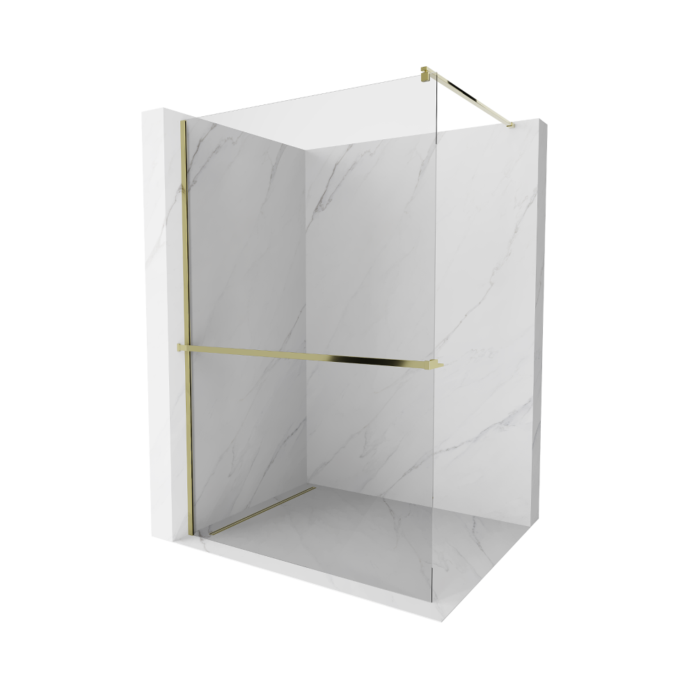 Mexen Kioto+ Sprchová ZáStěNa S Policí Walk-In 115 X 200 Cm, Transparentní, Zlatá - 800-115-121-50-00-image