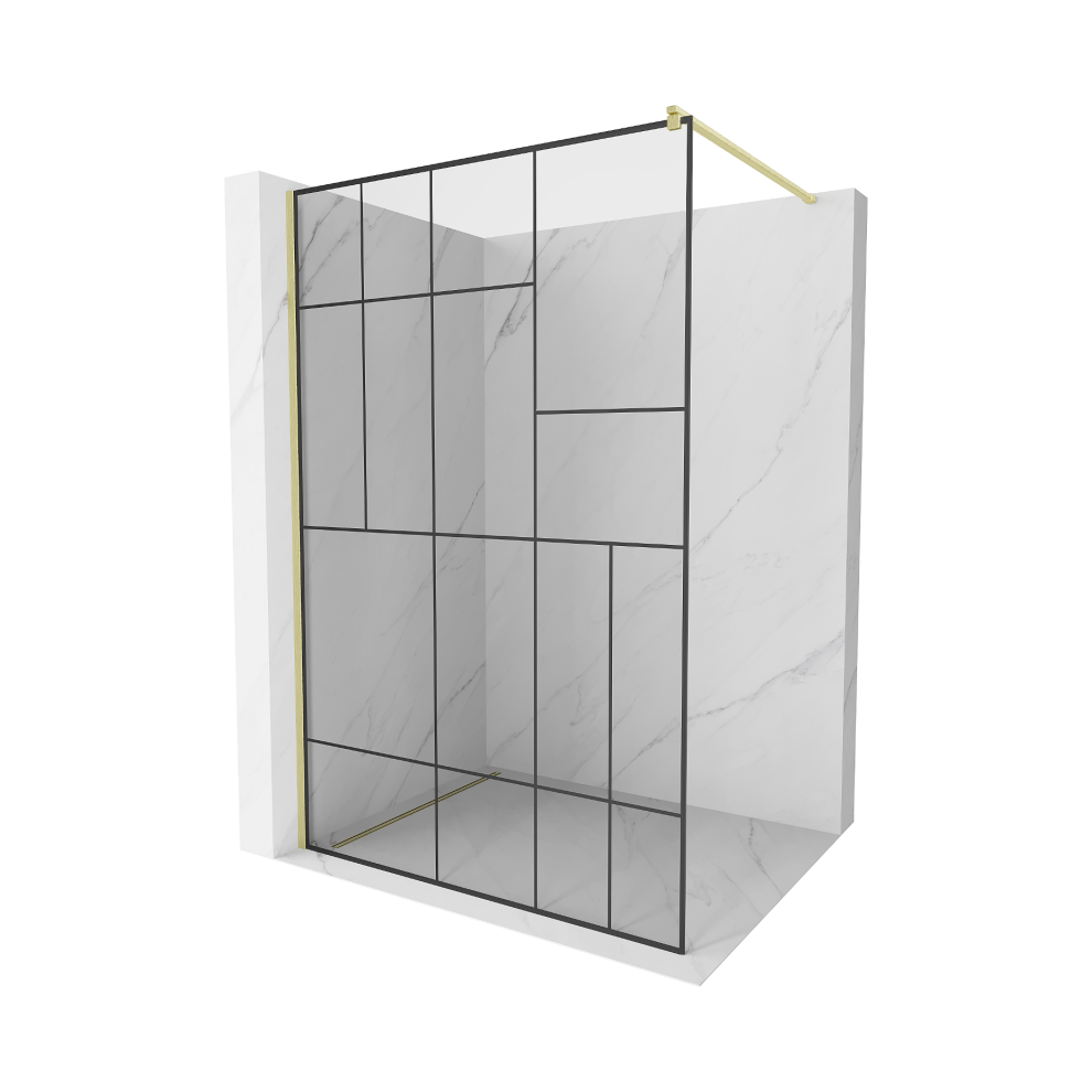Mexen Kioto Sprchová StěNa Walk-In 120 X 200 Cm, čErný Vzor 8 Mm, Zlato KartáčOvané - 800-120-101-55-78-image
