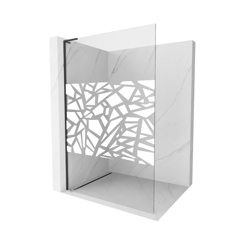 Mexen Kioto L Sprchová StěNa Walk-In 80 X 200 Cm, BíLý Vzor, čErná - 800-080-103-70-85-image