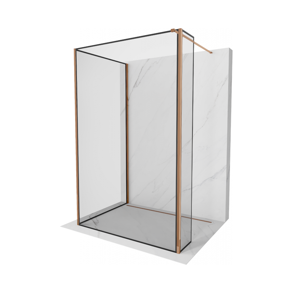 Mexen Kioto Sprchová StěNa Walk-In 140 X 100 X 40 Cm, čErný Vzor, RůžOvé Zlato - 800-140-100-221-60-70-040-image