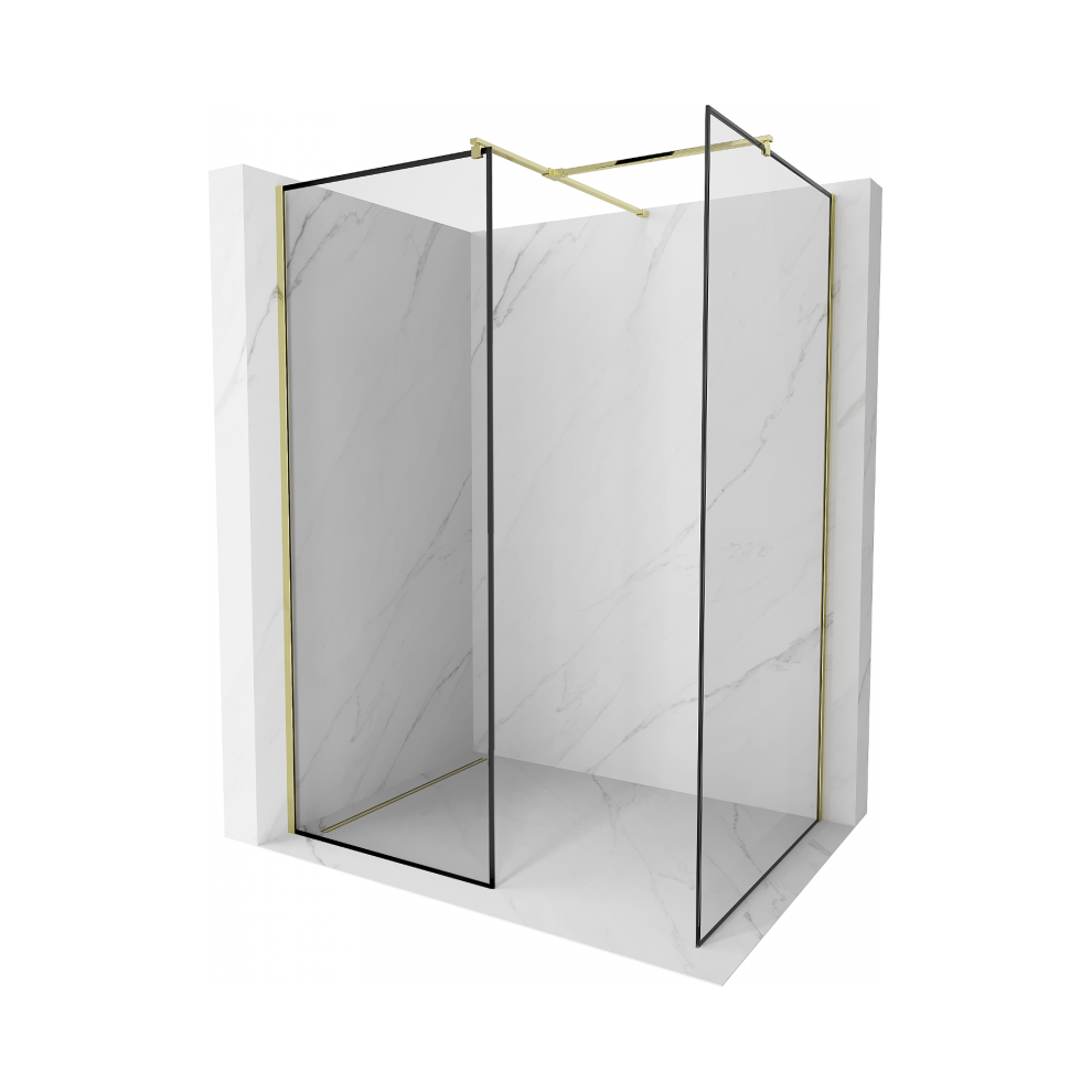 Mexen Kioto Sprchová StěNa Walk-In 110 X 110 Cm, čErný Vzor, Zlatá - 800-110-202-50-70-110-image