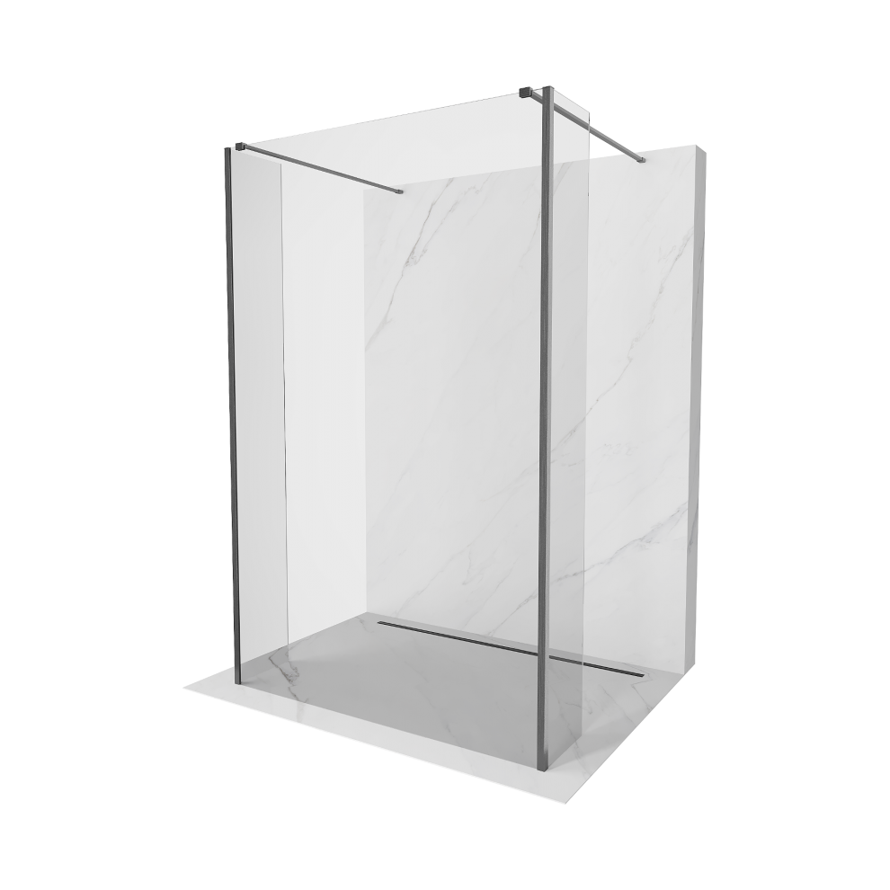 Mexen Kioto Volně StojíCí Sprchová StěNa 120 X 30 X 30 Cm, Transparentní, Gun Gray KartáčOvaný - 800-120-030-222-66-00-030-image