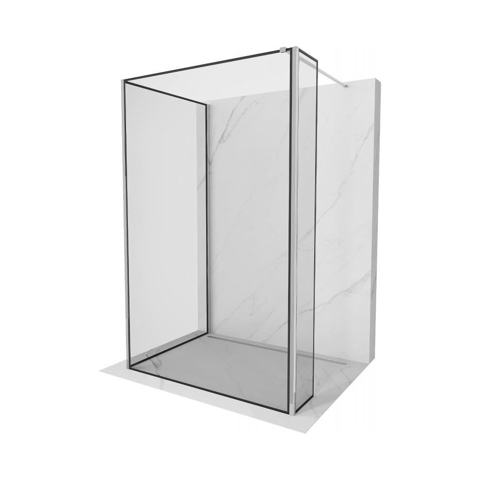 Mexen Kioto Sprchová StěNa Walk-In 90 X 70 X 30 Cm, čErný Vzor, Chrom - 800-090-070-221-01-70-030-image