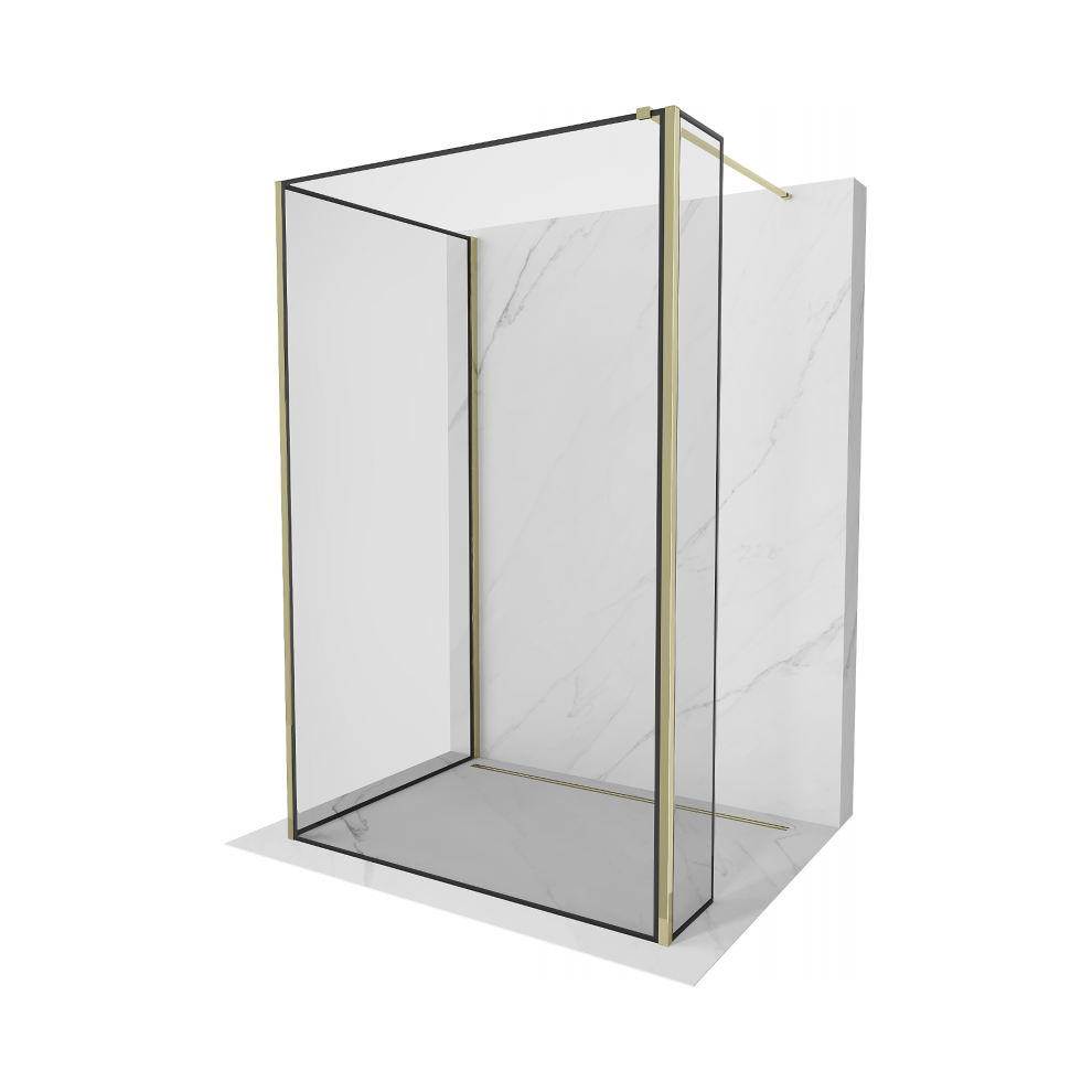 Mexen Kioto Sprchová StěNa Walk-In 110 X 90 X 30 Cm, čErný Vzor, Zlatý - 800-110-090-221-50-70-030-image