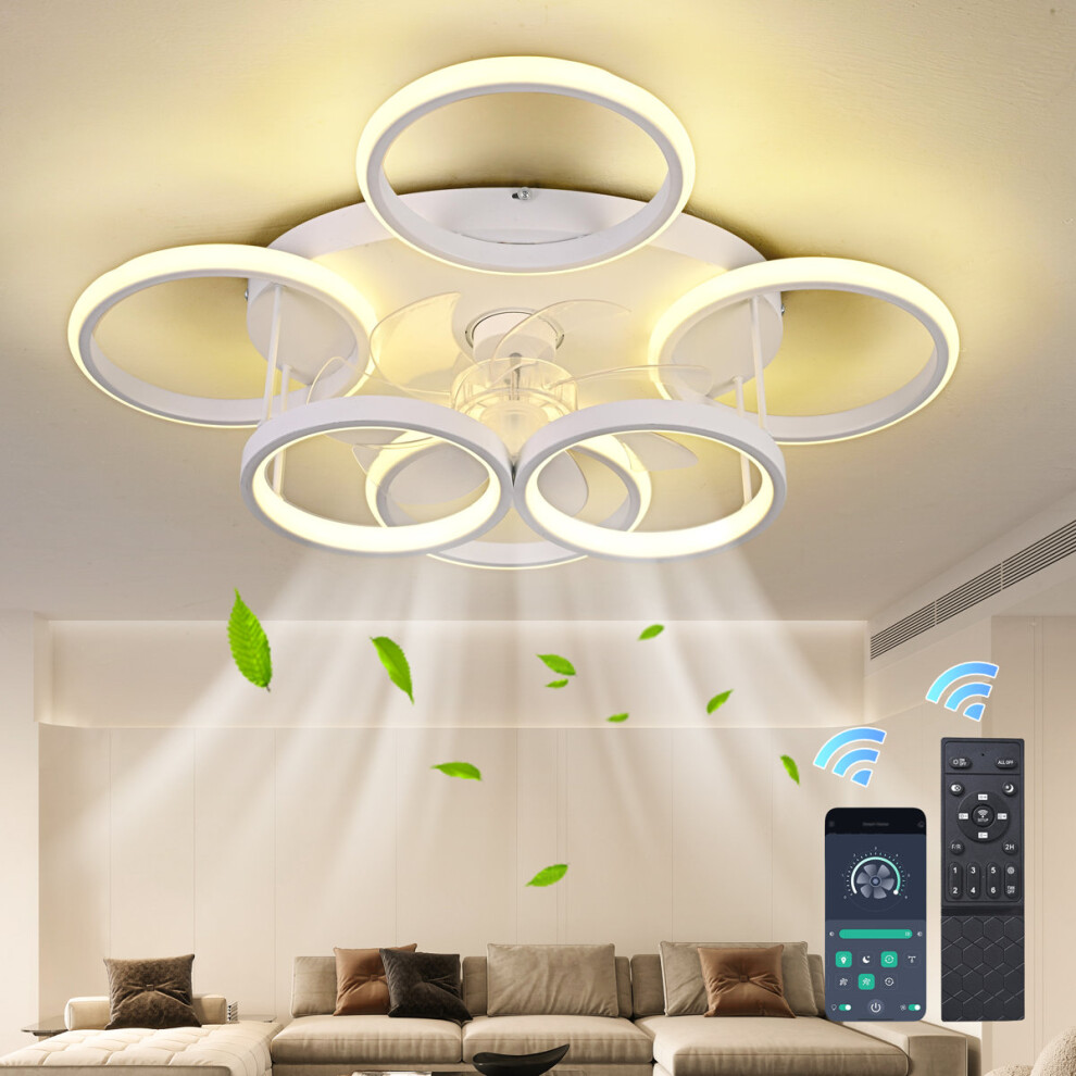 Ganeed 63Cm Led Ceiling Fan With Light,Dimmable With Remote Control & App