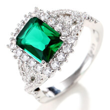925 Sterling Silver Princess Cut Cubic Zirconia Rings for Women, Emerald Diamond Style, Earring Backs Jewelry Findings