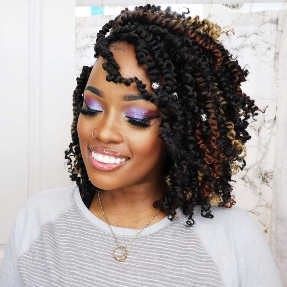 Passion Twist Hair 10 Inch Pre-Twisted Crochet Braids Jet Black Short Bob Synthetic Hair Extensions 8 Packs