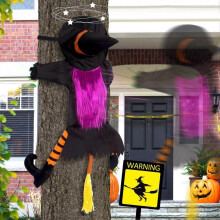 Y- STOP Crashing Witch Decor, Halloween Decorations Clearance Outdoor Witch Props Ornaments, Hanging into Tree Halloween Decor Props