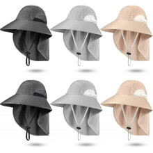 6 Packs Wide Brim Sun Hat with Neck Flap, UV Sun Protection Hiking Hat Rollable Safari Hats Beach Hat for Men Women Summer Outdoor Activities, 3 Color