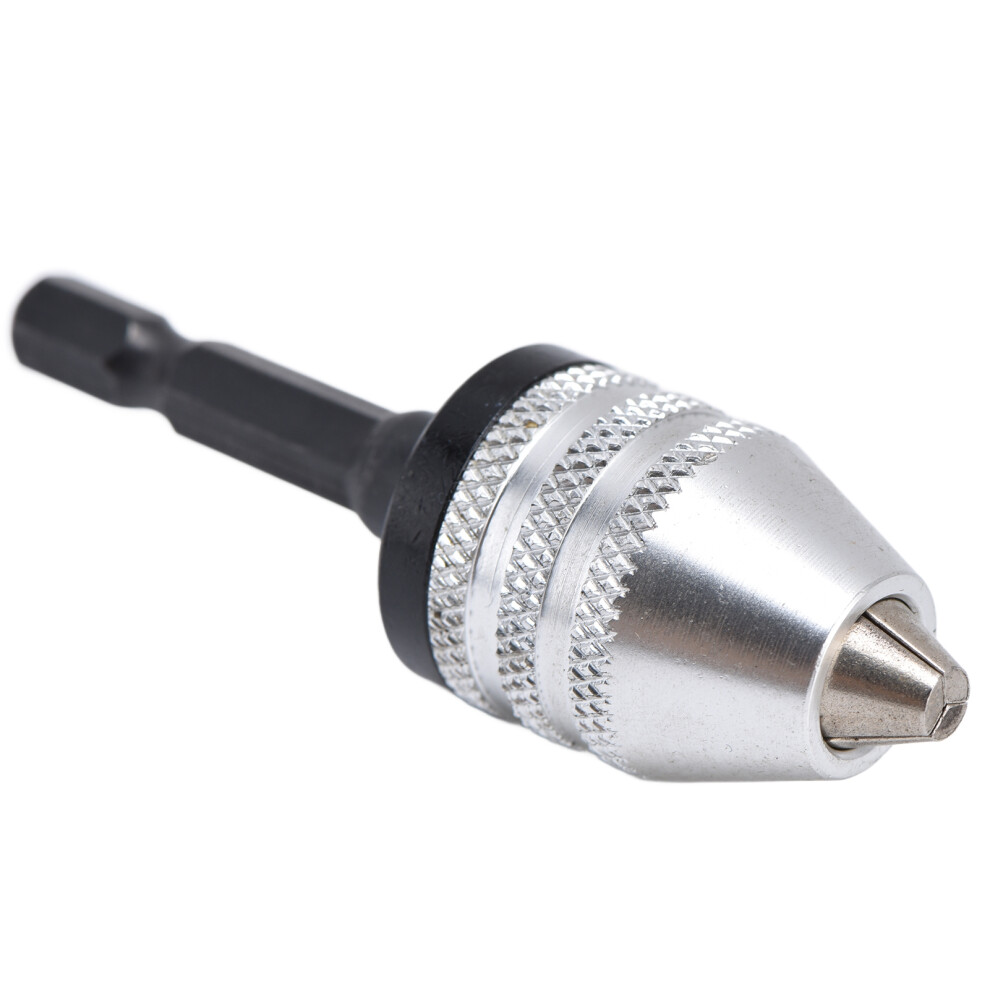 Keyless Drill Chuck Adapter 3-Jaw 1/4In Hex 0.3-6.5Mm Silver 8211342808106