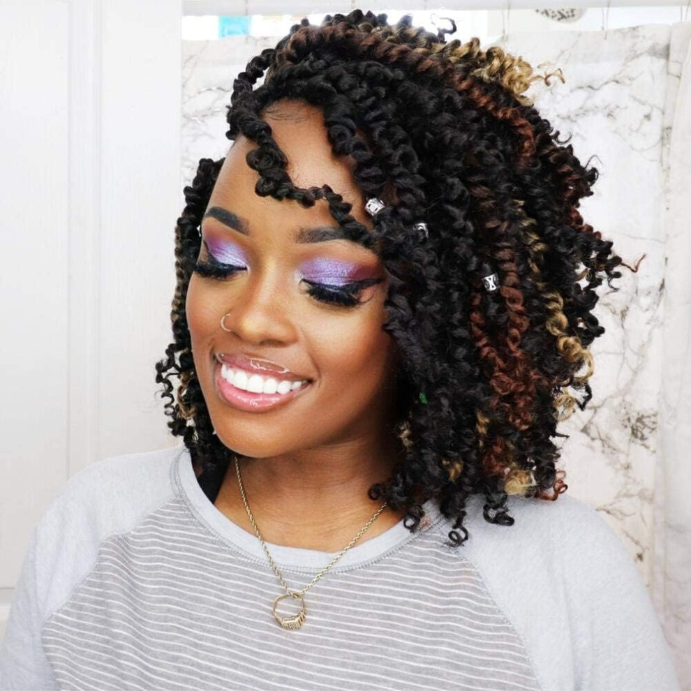Unisex Passion Twist Hair 12 Inch Crochet Hair Extensions Pre-Looped Pre-Twisted Synthetic Braiding Hair 1B-6P T27 T30
