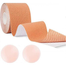 Boob Tape, Boobytape for Breast Lift Strapless Waterproof A-E Cup, Adhesive Push Up Bra Large Breasts