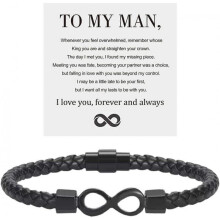To My Man, Infinity Leather Bracelet Husband Gifts from Wife I Love You Forever and Always Bracelet Boyfriend Anniversary Birthday Christmas Fathers G