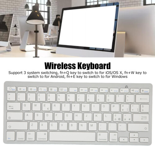 Mini Wireless Keyboard 78 Keys Ultra Thin Portable for Multiple OS White 2