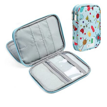 Knitting Needles & Crochet Hooks Organizer Zipper Bag, Portable Travel Pouch for Circular Needles & Sewing Tools, Blue Sheep