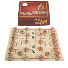 Beechwood Xiangqi Chess Set with PU Leather Board — 36 x 31cm, 3cm Chess Diameter