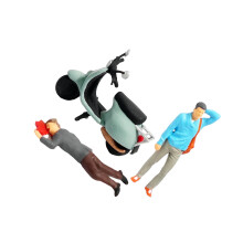 (accident blue) 1/64 Traffic Accident Scene Model for Collectibles Ornament Photo