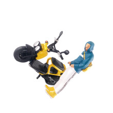(Yellow Blue, 2830cm) 1:64 Figure Driving Motorcycle Micro Landscape DIY Projects S Scale