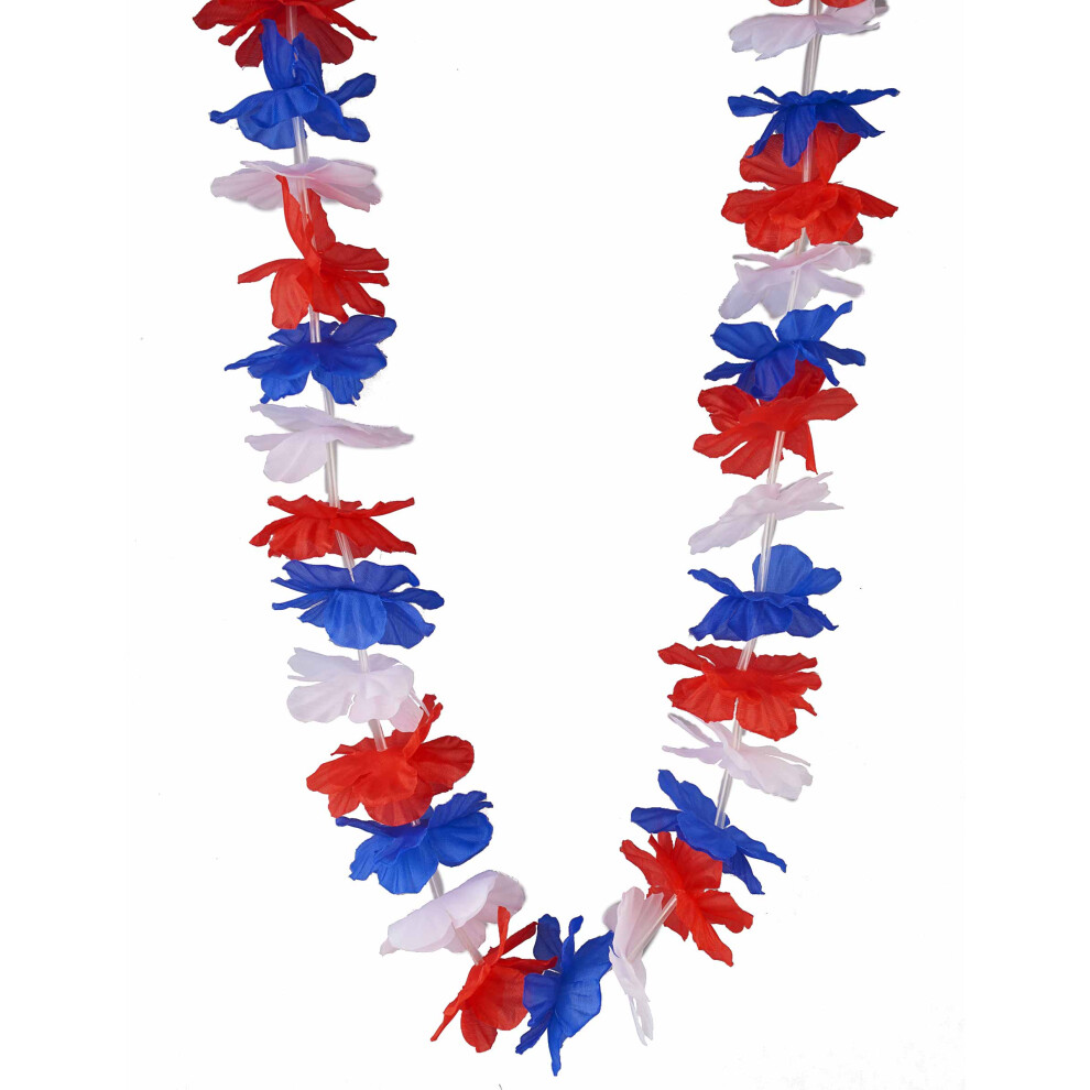 Rubies French Adult Tricolor Hawaiian Supporter Necklace Blue/White/Red