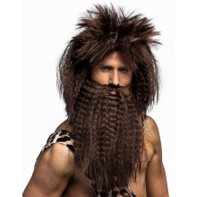 Brown caveman wig and beard