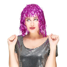 Adult fuchsia metallic wig