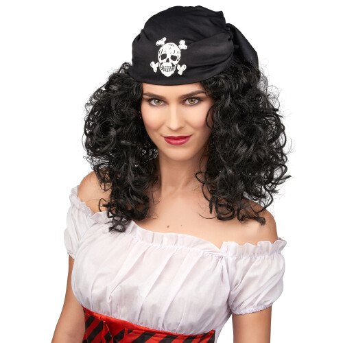Rubies Black pirate wig for women
