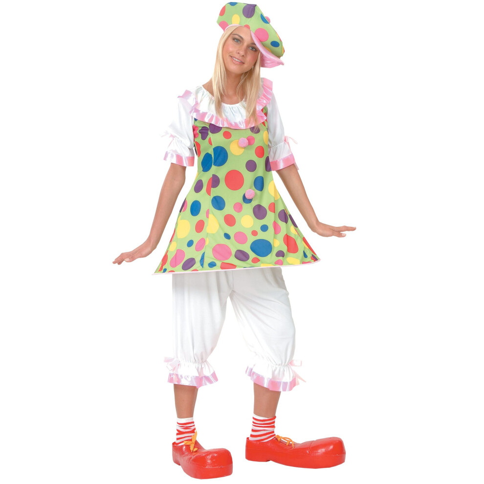 Women's colorful polka dot clown costume