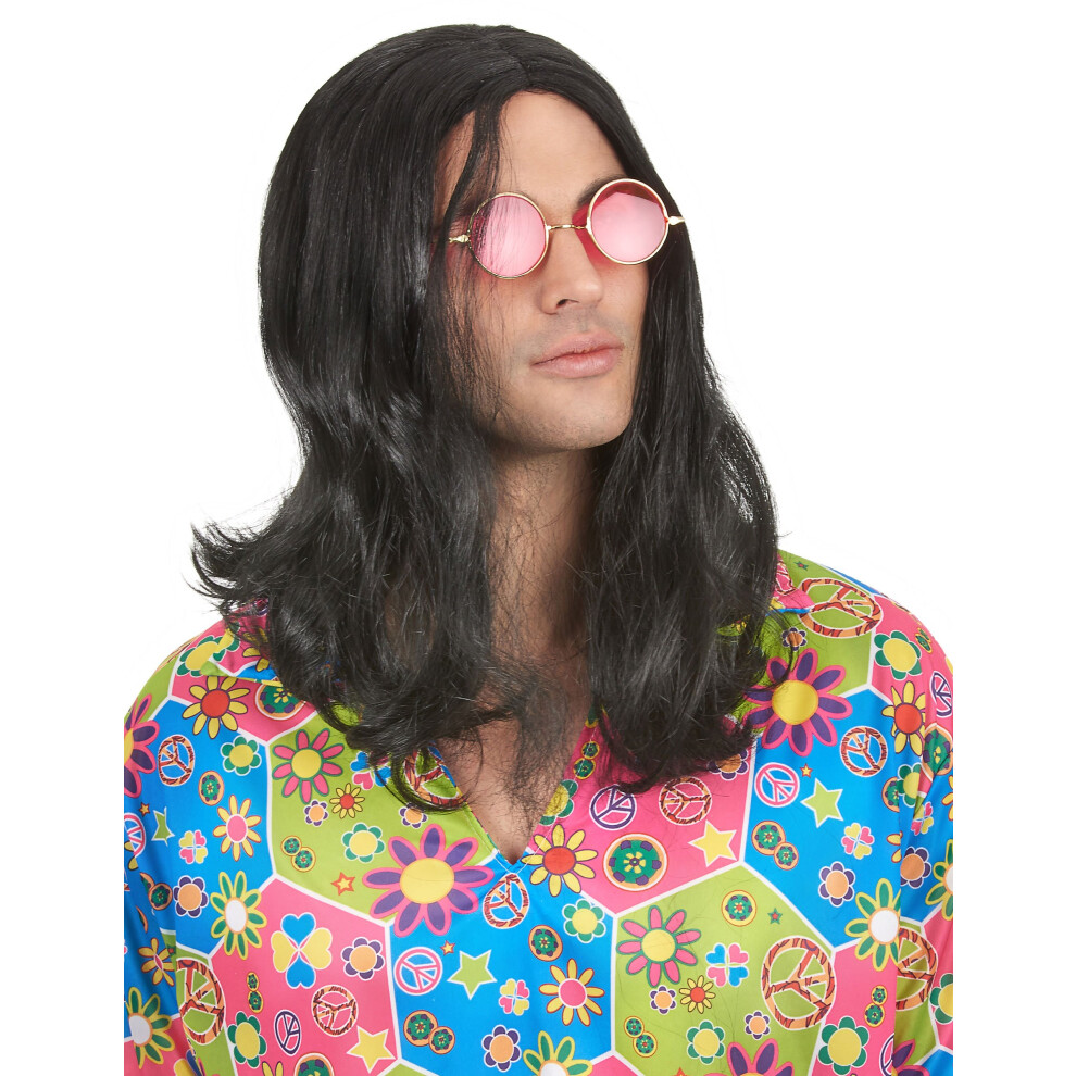 Rubies Men's Hippie Wig Black