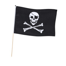 Pirate flag on rod 45 x 30 cm