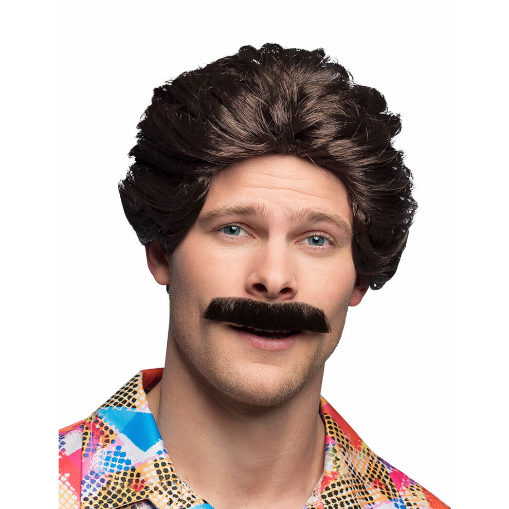 Rubies Wig With Mustache For Men Brown
