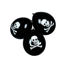 6 Black Pirate Latex Balloons