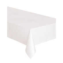 White rectangular plastic tablecloth 137 x 274 cm