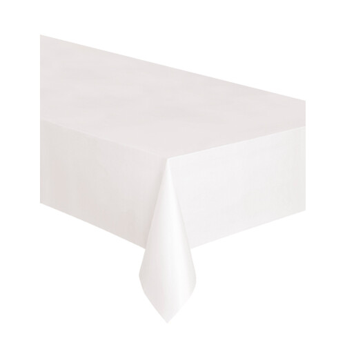 Rubies White rectangular plastic tablecloth 137 x 274 cm