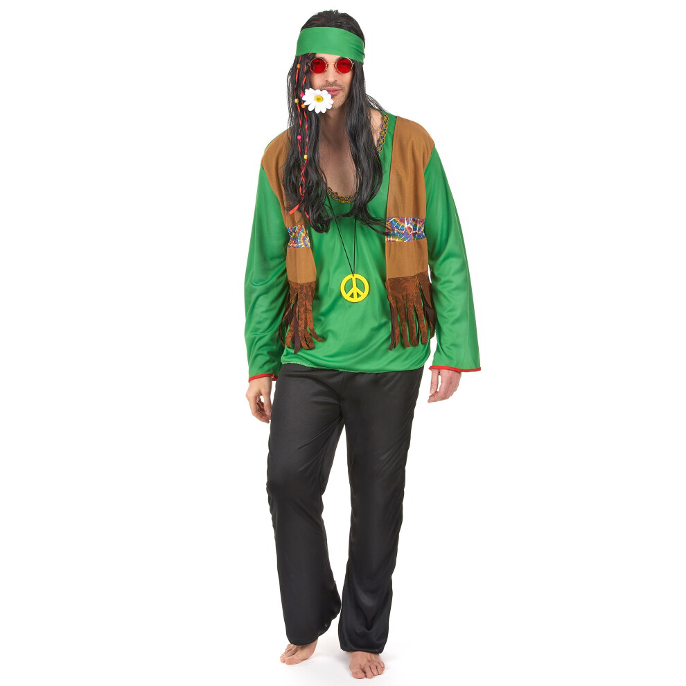 Rubies Green And Black Hippie Costume For Men Green,Black