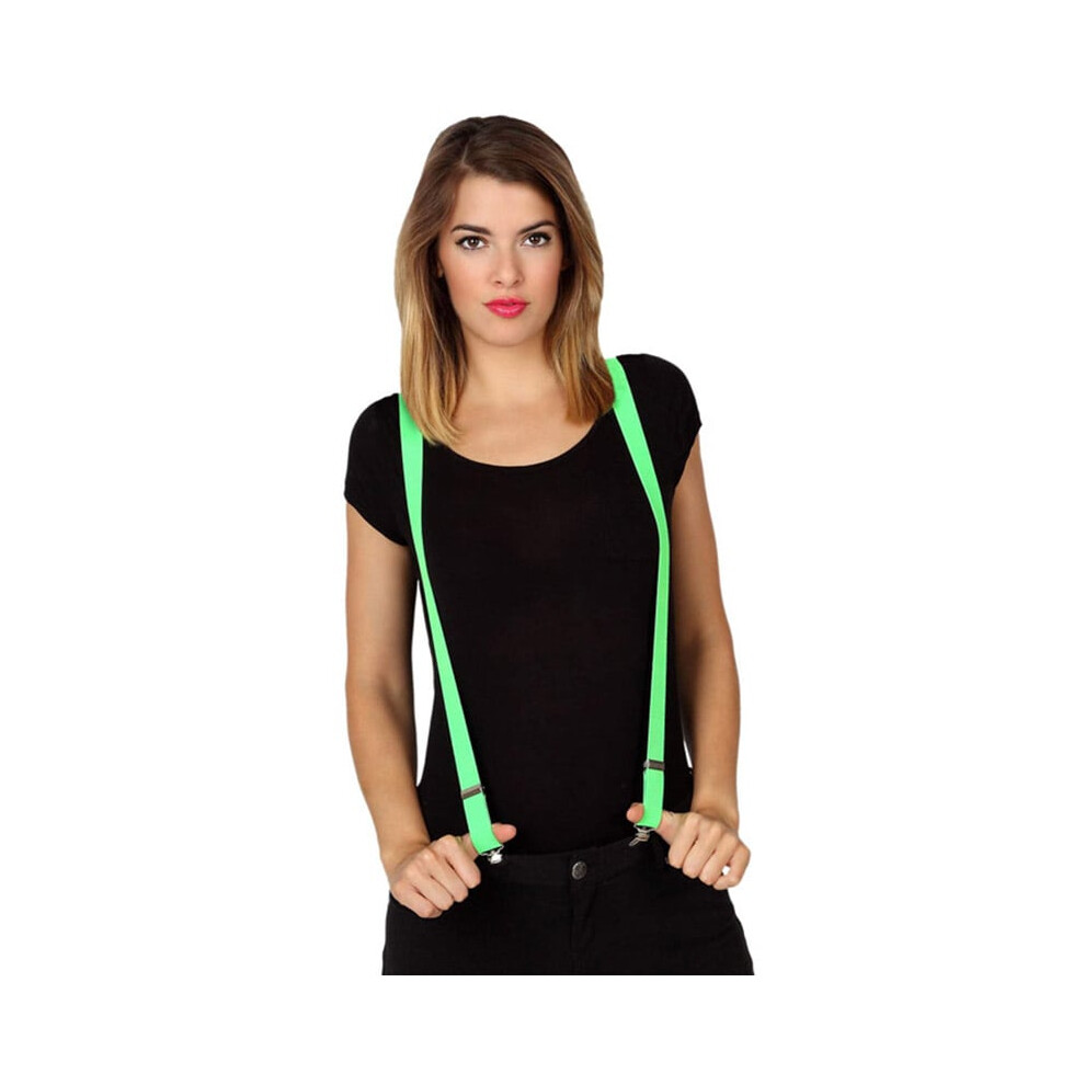 Rubies Adult Fluorescent Suspenders Green