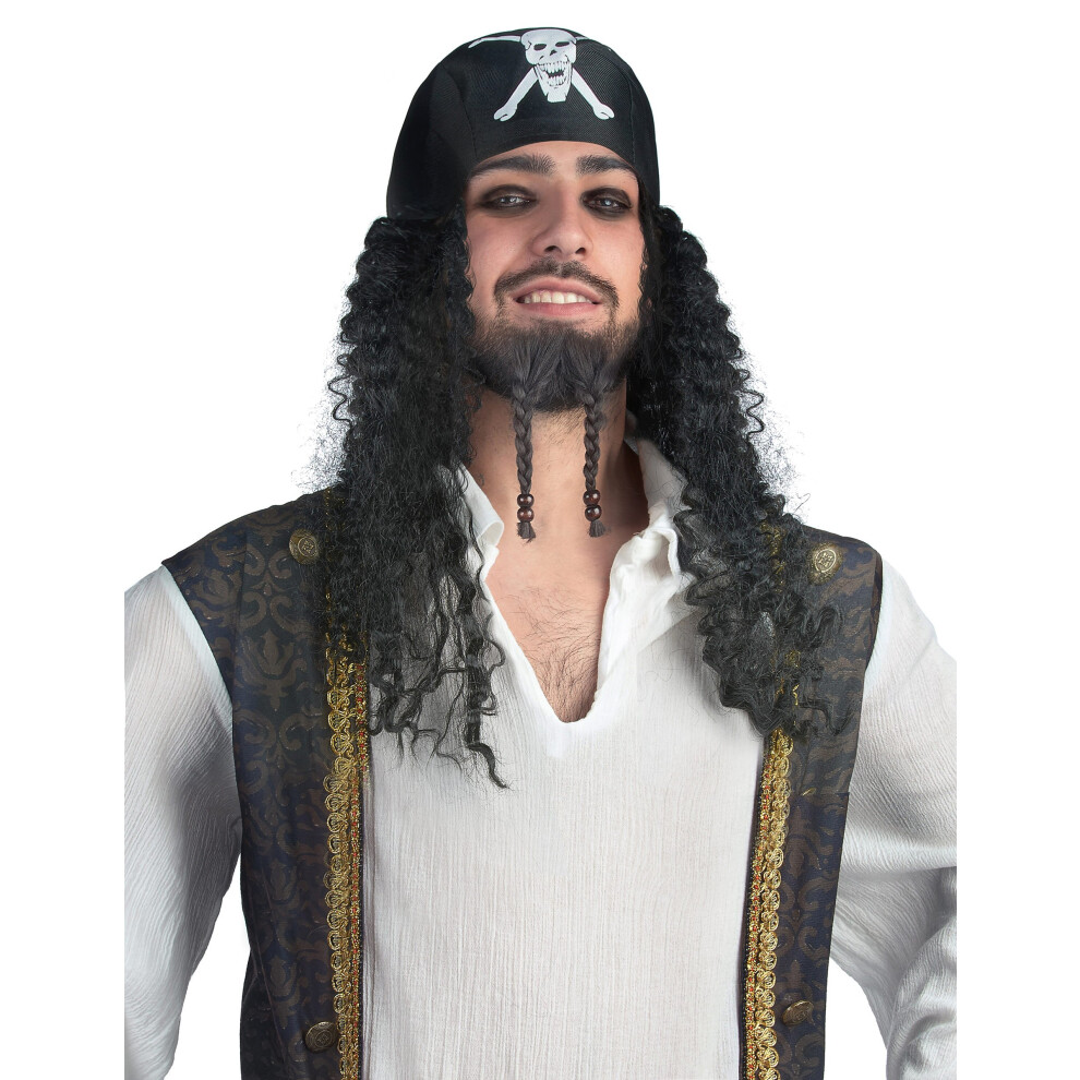 Rubies Adult Pirate Bandana Wig Black