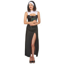 Sexy nun costume with slit dress for women