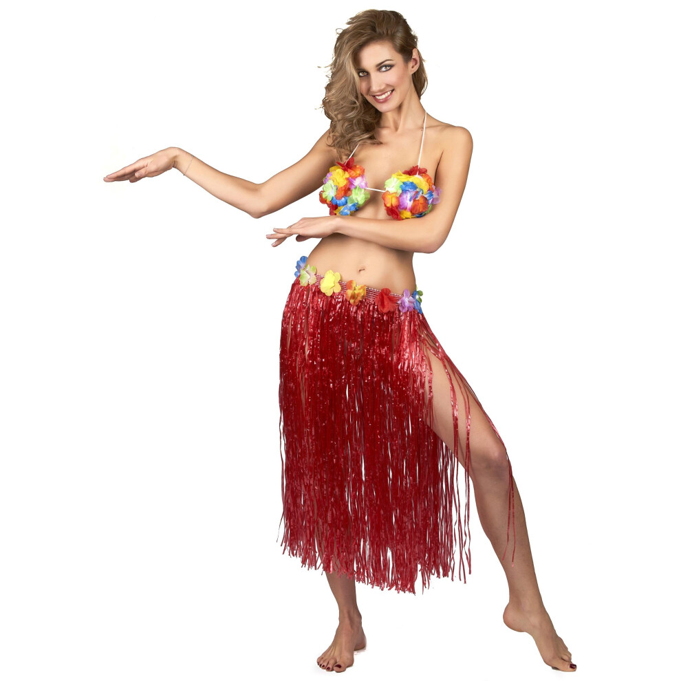 Rubies Adult Long Hawaiian Skirt Red